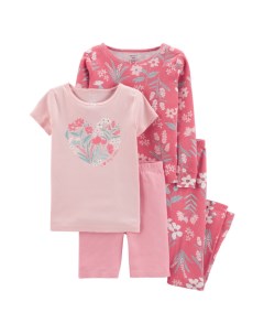 Пижама для девочки с цветами 4 предмета 3M062910 Carter`s