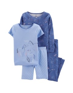 Пижама для девочки с единорогами 4 предмета 3M063410 Carter`s