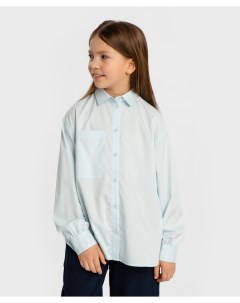 Блузка с длинным рукавом и отложным воротником голубая Button blue