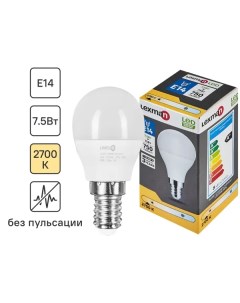 Лампа светодиодная E14 175 250 В 7 5 Вт груша 750 лм 2700 К нейтральный белый цвет света Lexman
