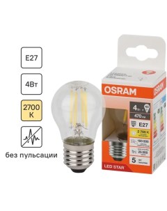 Лампа светодиодная P E27 220 240 В 4 Вт шар 470 лм теплый белый свет Osram