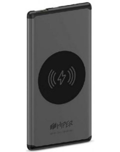 Мобильный аккумулятор Nano X Li Pol 10000mAh 3A темно серый 2xUSB Hiper
