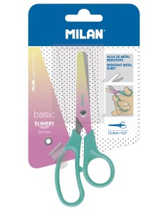 Ножницы канцелярские BASIC SUNSET с лезвиями из нержавеющей стали бирюзовые Milan