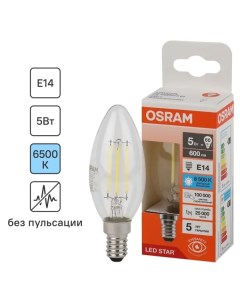 Лампа светодиодная B E14 220 240 В 5 Вт свеча 600 лм холодный белый свет Osram
