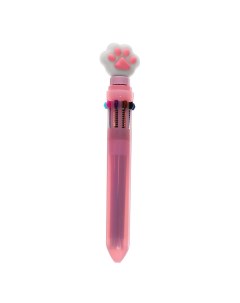 Ручка шариковая автоматическая 10 ти цветная лапка спинер розовая Nobrand
