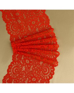 Кружевная эластичная ткань 190 мм 2 7 0 5 м цвет красный Арт узор