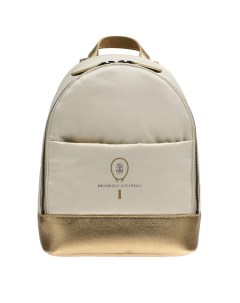 Рюкзак с золотым лого белый Brunello cucinelli