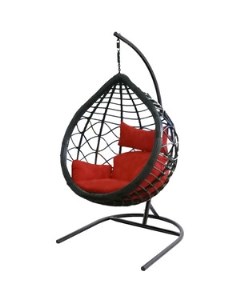 Кресло подвесное Вирджиния черная подушка красная D3414 МТ002 Garden story