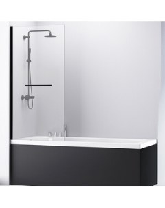 Шторка для ванны Immer Offen 80х140 профиль черный стекло прозрачное AG70100B Abber