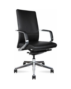 Офисное кресло Сиена LB B 1811 black leather черная кожа алюминий крестовина Norden