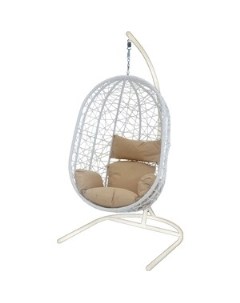Кресло подвесное Кокон XL белое подушка бежевая D52 МТ002 Garden story