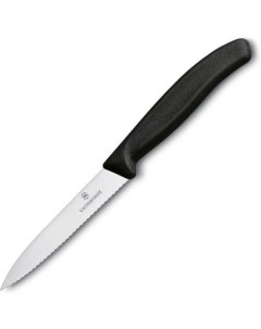 Нож кухонный Swiss Classic для чистки овощей и фруктов 100мм заточка серрейтор стальной черный Victorinox