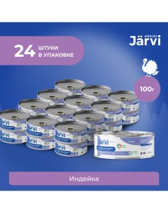 Полнорационные консервы для щенков и собак малых пород Индейка 100 г упаковка 24 шт Jarvi