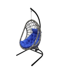 Кресло подвесное Ривьера серое подушка синяя D60 МТ001 1 Garden story