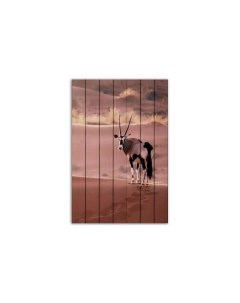 Картина на дереве Антилопа в пустыне 60х90 см Бежевый 60 Дом корлеоне