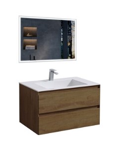 Мебель для ванной Luka 80х48 T Oak белая раковина Vincea