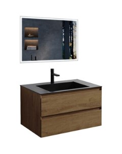 Мебель для ванной Luka 80х48 T Oak черная раковина Vincea