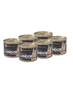Полнорационный консервированный влажный корм для взрослых кошек Утка и брусника 200 г упаковка 6 шт Landor