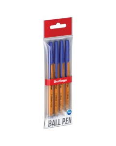 Набор ручек шариковых Tribase Orange 0 7мм 4шт синяя Berlingo