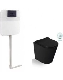 Приставной унитаз SL-5020MB + SL-05 черный с сиденьем микролифт и бачком скрытого монтажа Santiline