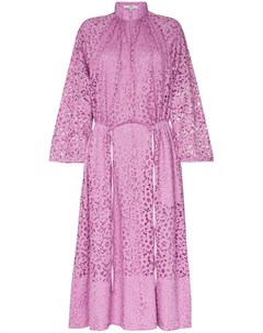 Tibi кружевное платье миди с высоким воротом m розовый Tibi
