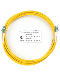 Патч-корд оптический FOP(s)-9-LC-LC-10m, LC/UPC-LC/UPC, одномодовый, 9/125, OS2, одинарный, 10 м, LSZH, желтый (FOP(s)-9-LC-LC-10m) Cabeus