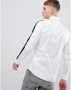 Белая рубашка с длинными рукавами и полосками по бокам Cavalli class