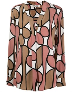 Diane von furstenberg блузка sanorah с v образным вырезом m нейтральные цвета Diane von furstenberg