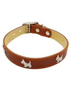Ошейник для собак "Щенок" кожаный двухслойный шир.25мм обх.шеи 39-46см светло-коричневый Каскад