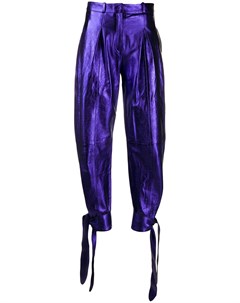 Attico брюки с завышенной талией и эффектом металлик 42 фиолетовый Attico
