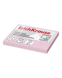 Блок самоклеящийся бумажный ErichKrause 75х50 мм, 100 листов, розовый 61684 Erich krause