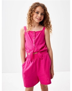 Топ из смесового льна с узлом для девочек Sela