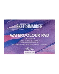 Альбом-склейка для акварели, 21х31 см, 300г/кв.м, 10л, 100% хлопок, мелкозернистая Sketchmarker
