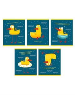 Тетрадь Уточки, А5, 48л, скрепка, клетка, 60 г/м2, в ассортименте Listoff