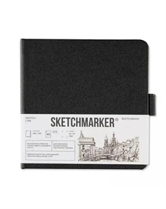Блокнот для зарисовок, 140г/кв.м, 12х12 см, 80л, твердая обложка, черно-белый Sketchmarker