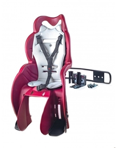 Детское велокресло HTP Desing, на подседельную трубу, темно-красное с серебристой накладкой, 22 кг, HTP 915 red/metallic Htp design