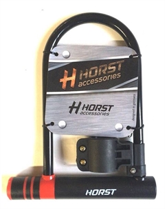 Замок велосипедный, скоба, 12х180х245 мм, на ключ, с креплением на раму, черный, 09-100203 Хорст