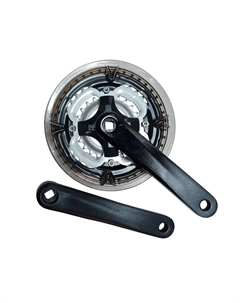 Система шатуны алюминиевые, 170 мм, чёрные, звёзды 24/34/42T, с дымчатой защитой, HDL-L355 Hdl wheel