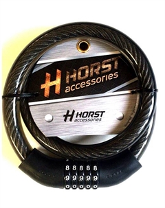 Замок велосипедный, кодовый (5 разрядов), 20х1000 мм, трос, черный, 09-100085 Хорст