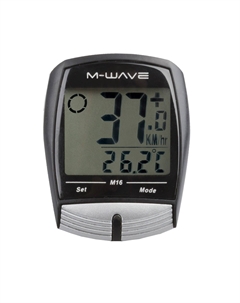 Велокомпьютер M-Wave M16, 16 функций, проводной, черный/серый, 244733 M-wave