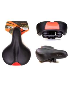 Седло, комфорт, 260х190 мм, с замком, эластомерное, черно-красный, AZ-5548 red Trix