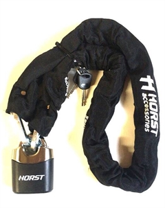 Замок велосипедный, цепь, 10х120 0мм, на ключ, с навесным замком, тканевый чехол, черный, 09-100219 Хорст