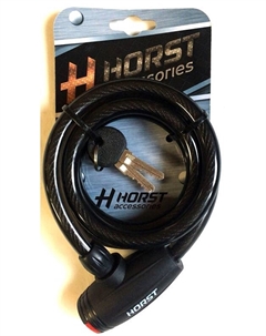 Замок велосипедный, 12х1200 мм, тросовый, на ключ, с защитой, черный, 09-100169 Хорст