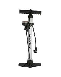 Насос велосипедный напольный, двуручный, алюминиевый, 38x530мм, AV+FV серебристый, с манометром, SF8902G Roxter