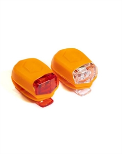 Фонари велосипедные, комплект, 2 диода, 4 режима, CR2032х2, корпус силикон, оранжевый, JY-267-D orange Trix