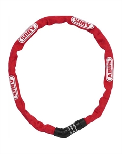 Замок вело цепь на коде 3х разр 4804C/75см RD STEEL-O-CHAIN 4мм, класс защиты 3/15 красный, 05-0072468 Abus