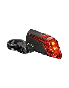 Фонарь велосипедный диодный LS 312, задний, 2 режима, черный, 8002114 Trelock