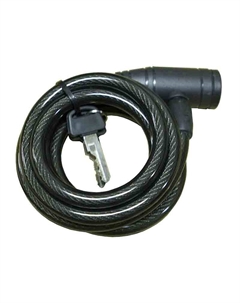 Велосипедный замок TY-506, спиральный тросовый, на ключ, 10 х 1800мм, чёрный, TY-506 Tbs