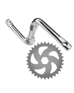 Шатуны односоставные со звездой 32T, 102мм, сталь, хром, для детских велосипедов 16"-18", 580071 Stels