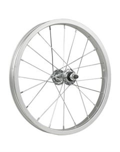 Колесо велосипедное в сборе 16", переднее, под ободной тормоз, на гайках, одинарный обод 28, AV, серый, 630269 Stels